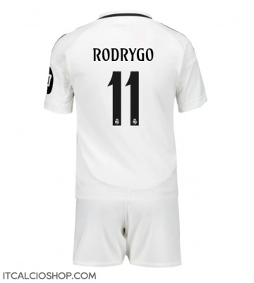 Real Madrid Rodrygo Goes #11 Prima Maglia Bambino 2024-25 Manica Corta (+ Pantaloni corti)